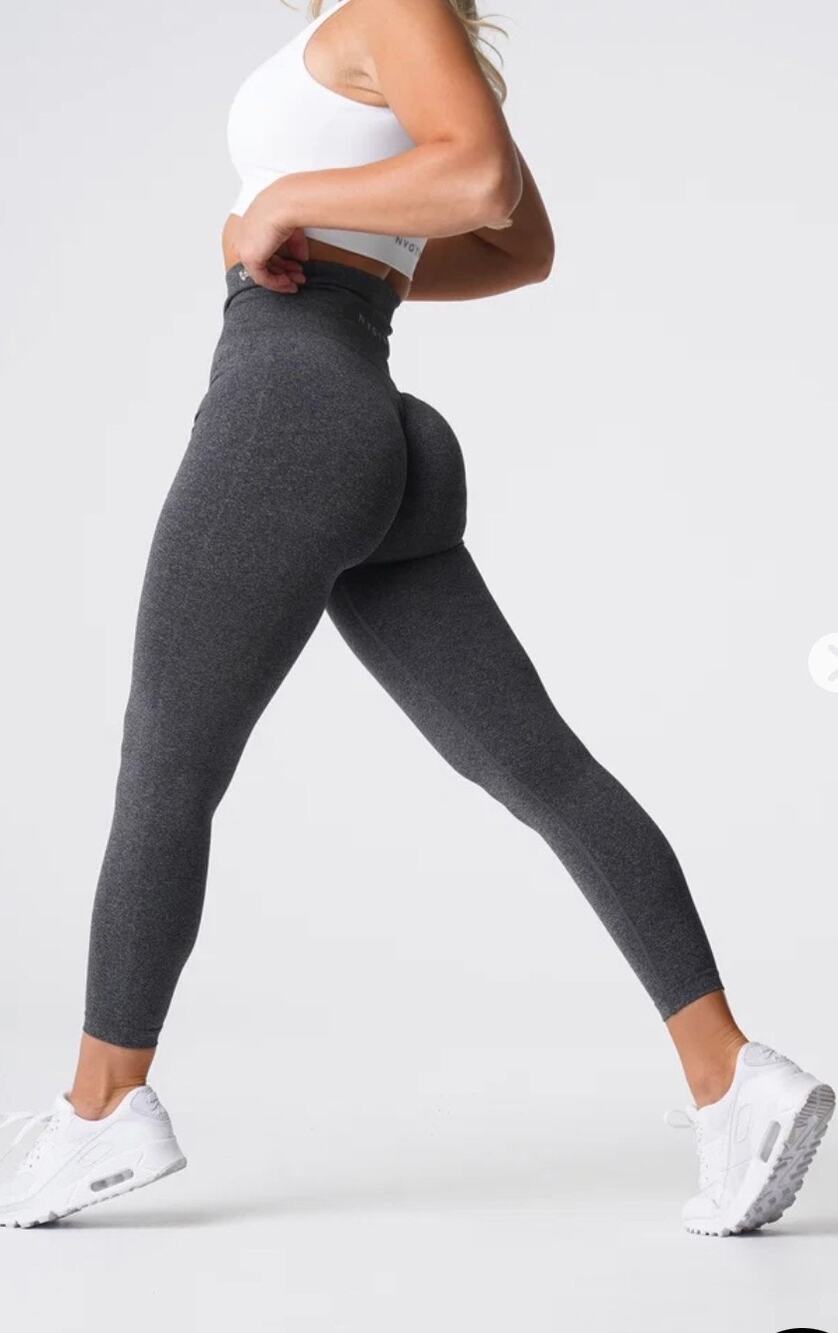 NVGTN Grey Seamless High Waist Contour Leggings Size S Gym Workout Yoga Pants